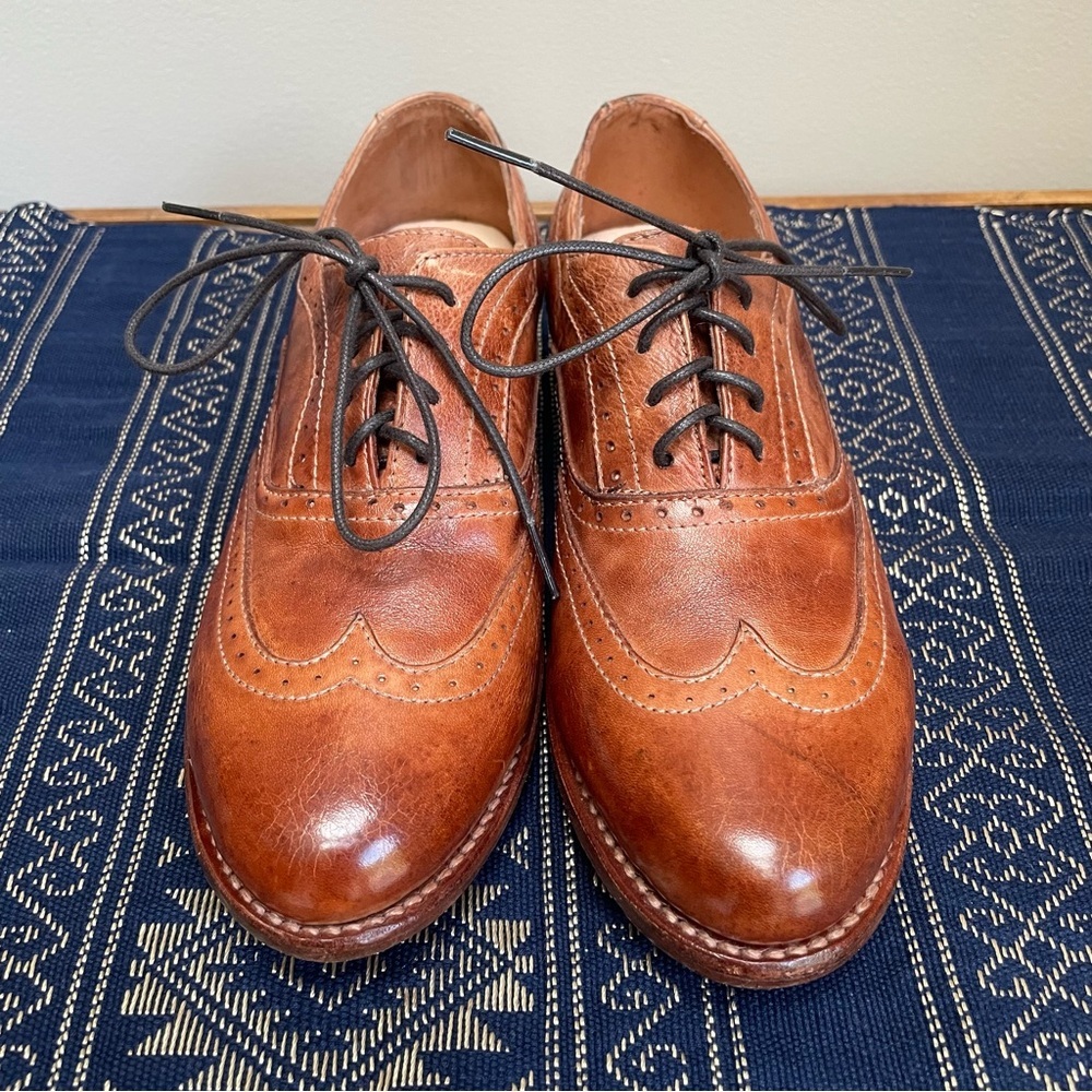 Bed|Stu Lita Oxfords Goodyear Welt Shoes Wingtip Rustic Brown Leather Size 7.5 - Picture 8 of 13